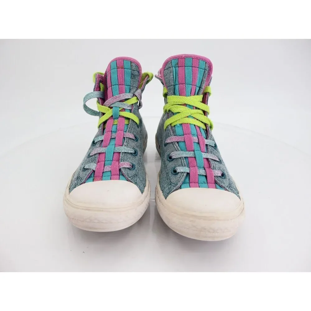 Converse Chuck Taylor All Star Loopholes Hi Teal/Pink Junior Size 6 Sneaker Shoe